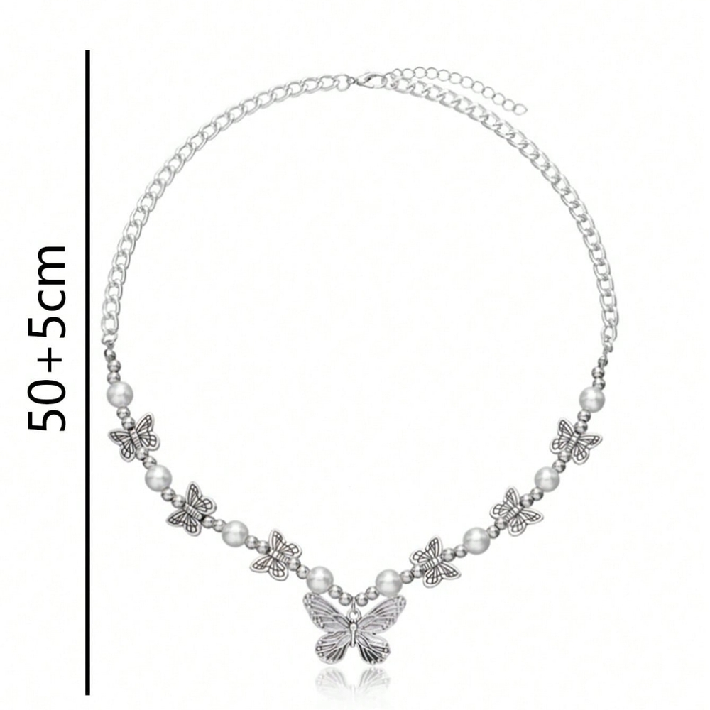 Butterfly Pearl Silver Necklace - Women Jewelry - Picture 2 of 2
